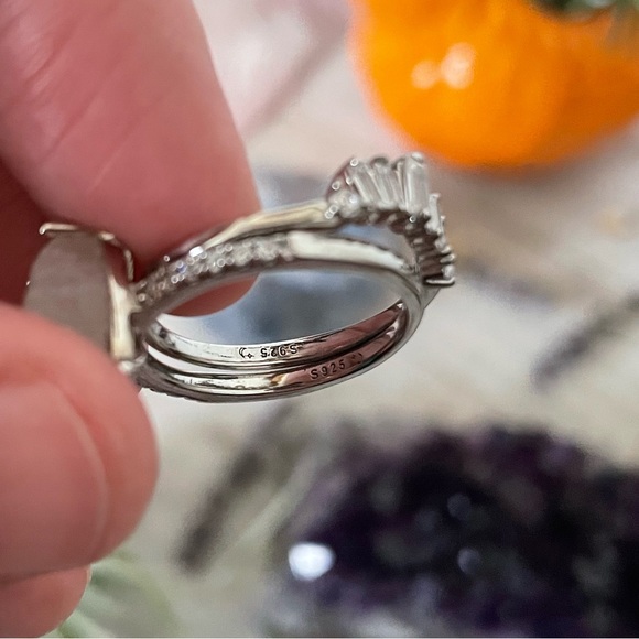 925 SS Raw Moonstone Stacking Ring Set - Picture 16 of 16